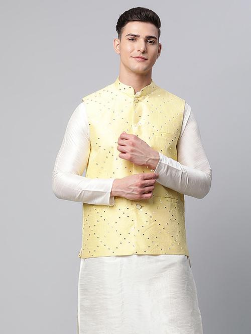 mandarin neck self design nehru jacket - 19143051 - Very Small Image - 1