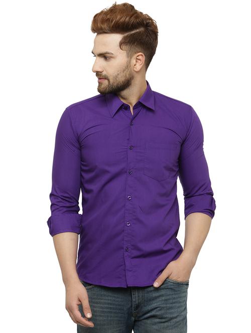 purple solid casual shirt - 19143195 - Very Small Image - 1