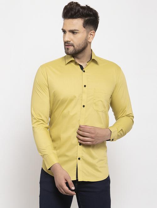yellow solid casual shirt - 19143225 - Very Small Image - 1