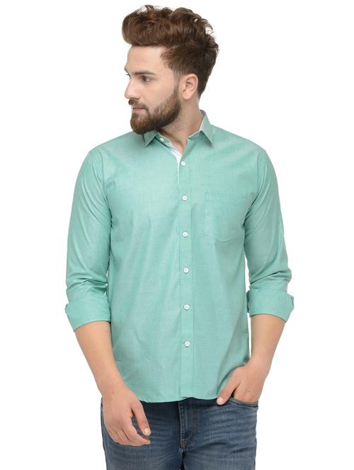 green solid casual shirt - 19143230 - Very Small Image - 1