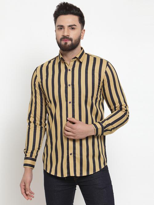 beige striped casual shirt - 19143348 - Very Small Image - 1
