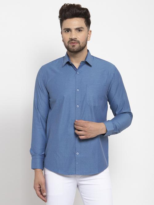 blue polka dots casual shirt - 19143407 - Very Small Image - 1