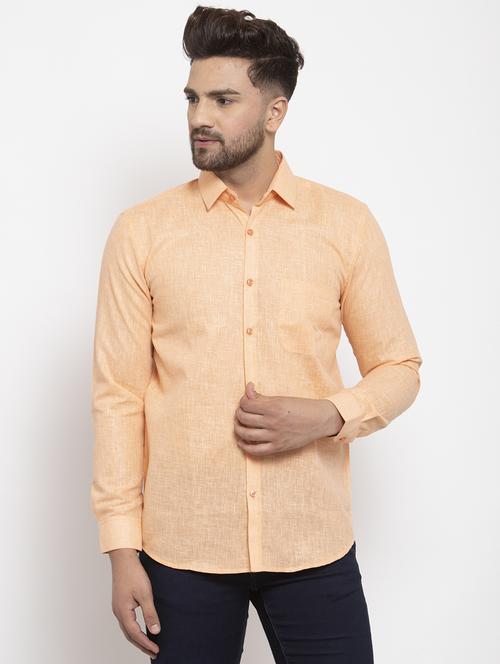 orange solid casual shirt - 19143411 - Very Small Image - 1
