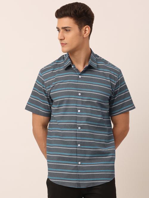 grey coloured printed casual shirt - 19143557 - Very Small Image - 1