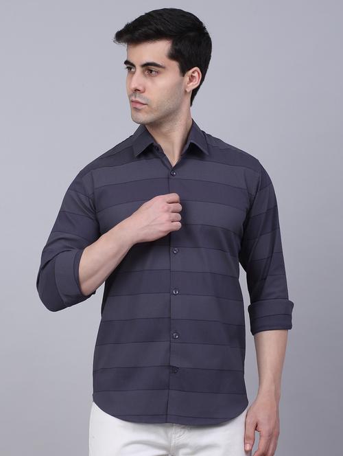 mens stripes casual shirt - 19143649 - Very Small Image - 1