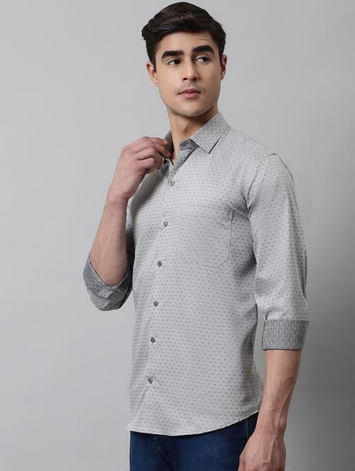 mens micro print casual shirt - 19143697 - Very Small Image - 1