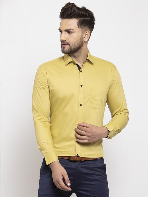 yellow cotton formal shirt - 19144102 - Very Small Image - 1