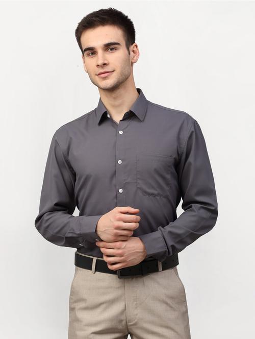 grey cotton formal shirt - 19144356 - Very Small Image - 1