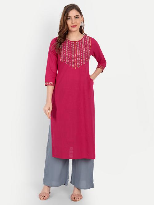 embroidered straight kurta - 19144934 - Very Small Image - 1