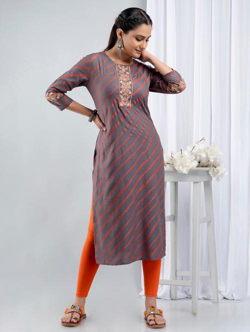 leheriya printed straight kurta - 19144949 - Very Small Image - 1