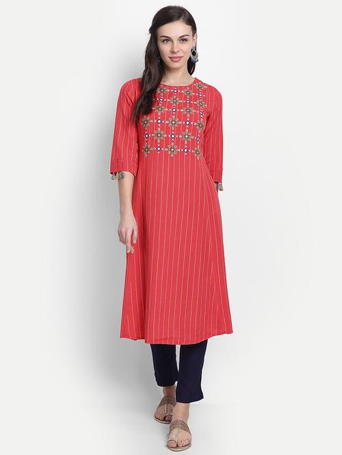red printed a-line kurta - 19144972 - Very Small Image - 1