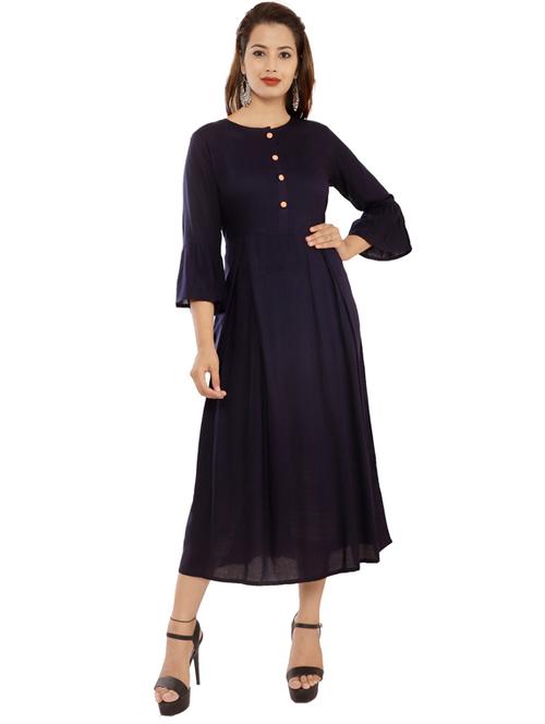 solid a-line kurta - 19145435 - Very Small Image - 1