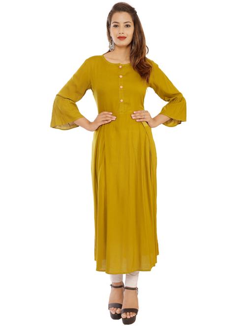 solid a-line kurta - 19145440 - Very Small Image - 1