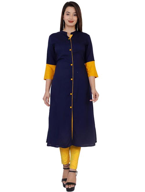 solid a-line kurta - 19145445 - Very Small Image - 1