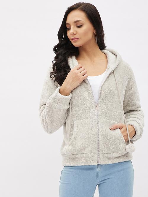 hooded neck solid sweatshirt - 19145528 - Very Small Image - 1