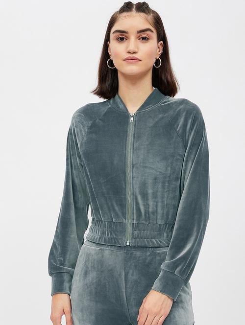 zip up solid sweatshirt - 19145589 - Very Small Image - 1