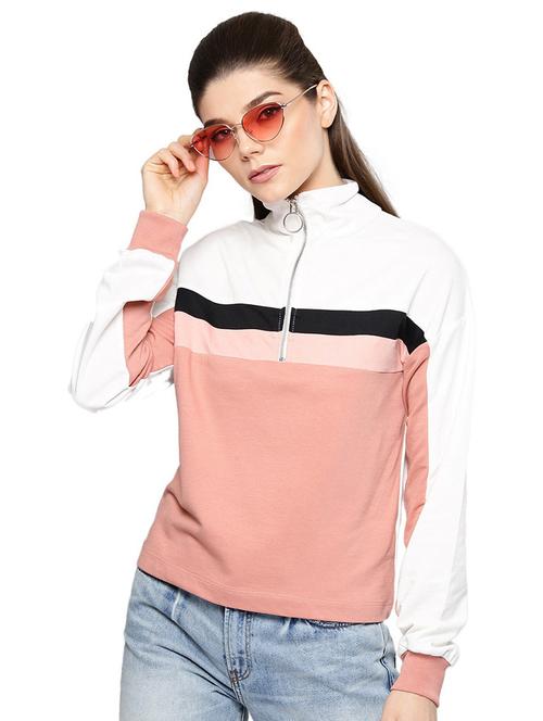 high neck color block sweatshirt - 19145635 - Very Small Image - 1