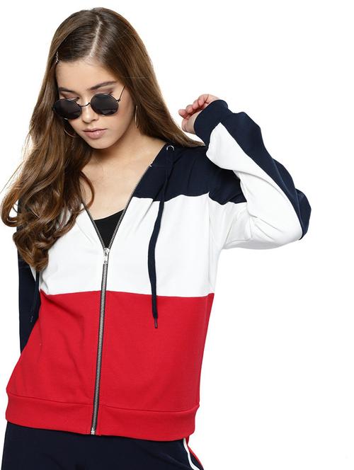hooded neck color block sweatshirt - 19145648 - Very Small Image - 1