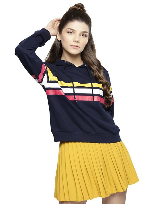 hooded neck color block sweatshirt - 19145678 - Very Small Image - 1