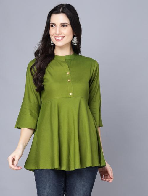 mandarin neck peplum top - 19145732 - Very Small Image - 1