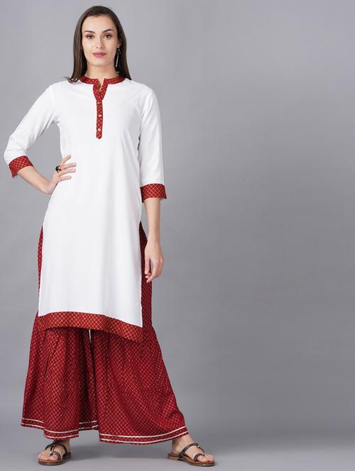 solid kurta sharara set - 19145778 - Very Small Image - 1