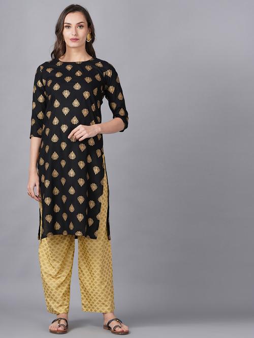 printed kurta palazzo set - 19145784 - Very Small Image - 1