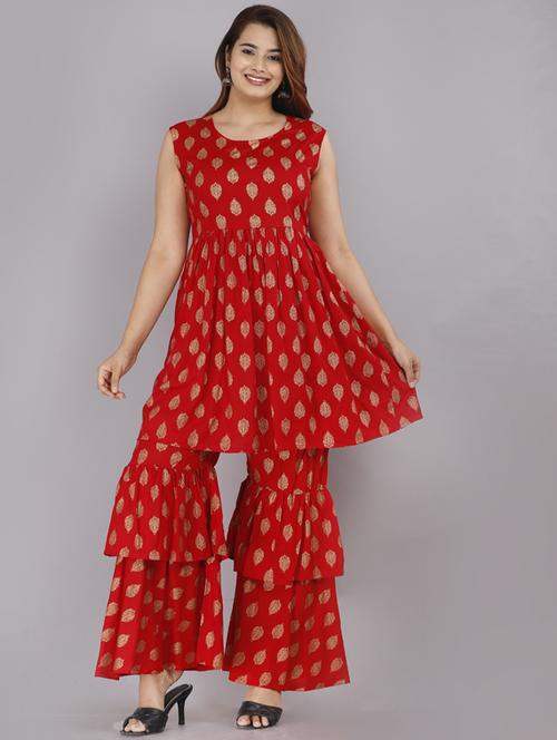 printed kurta sharara set - 19145795 - Very Small Image - 1