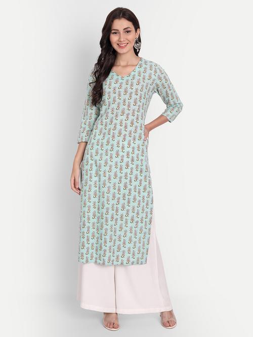 printed straight kurta - 19145847 - Very Small Image - 1