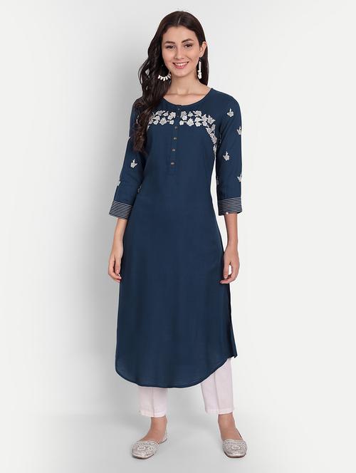 embroidered a-line kurta - 19145864 - Very Small Image - 1