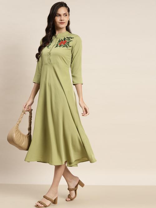 embroidered a-line ethnic dress - 19145925 - Very Small Image - 1