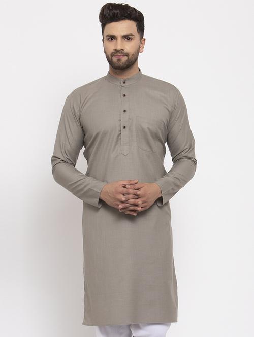 grey mandarin collar kurta - 19147567 - Very Small Image - 1
