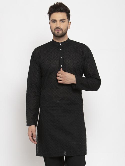 black mandarin collar kurta - 19147582 - Very Small Image - 1
