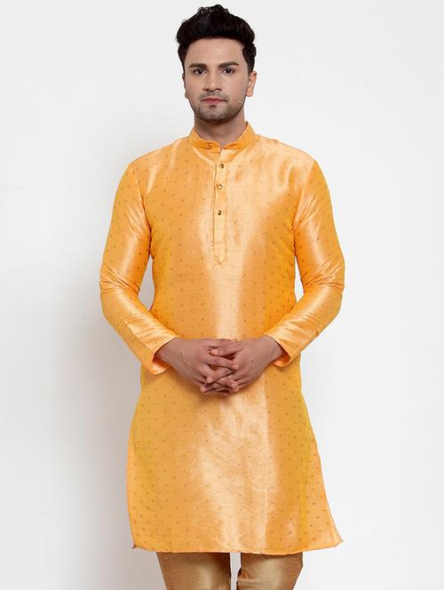 orange mandarin collar kurta - 19147599 - Very Small Image - 1