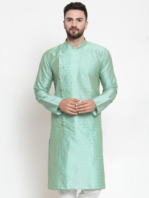 green coloured jacquard long kurta - 19147645 - Very Small Image - 1