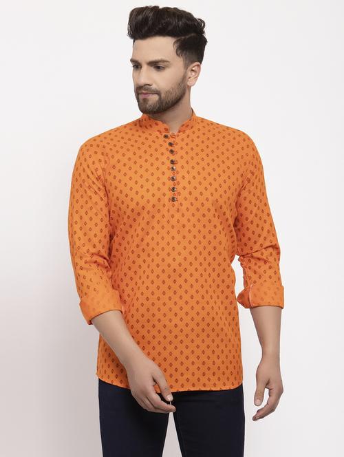 orange cotton kurta - 19147800 - Very Small Image - 1