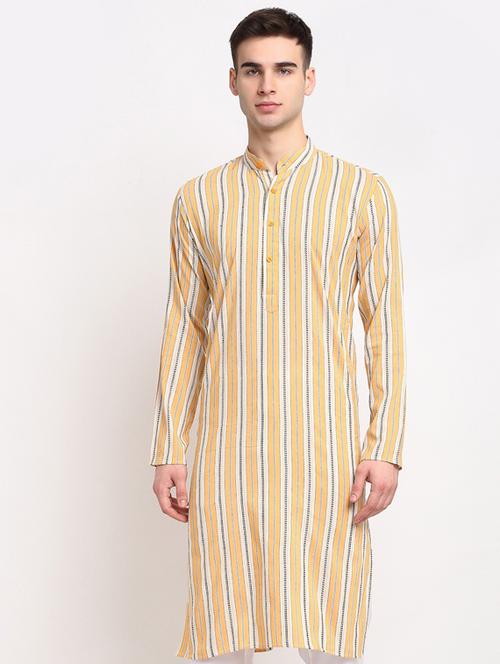 yellow striped long kurta - 19147874 - Very Small Image - 1