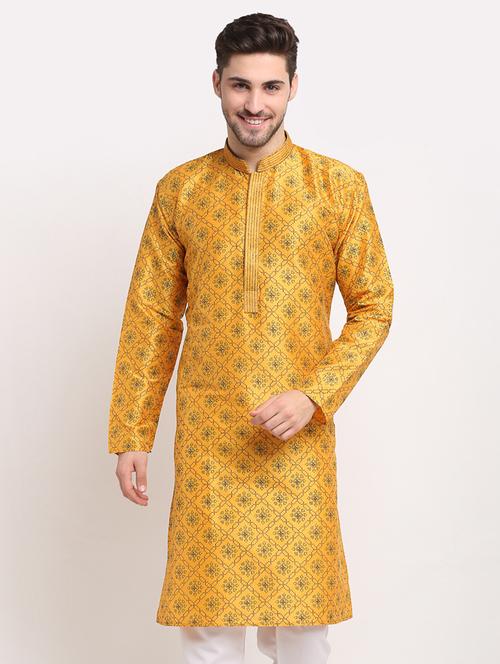 yellow printed long kurta - 19147879 - Very Small Image - 1