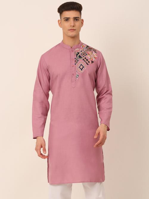 pink cotton long kurta - 19147924 - Very Small Image - 1