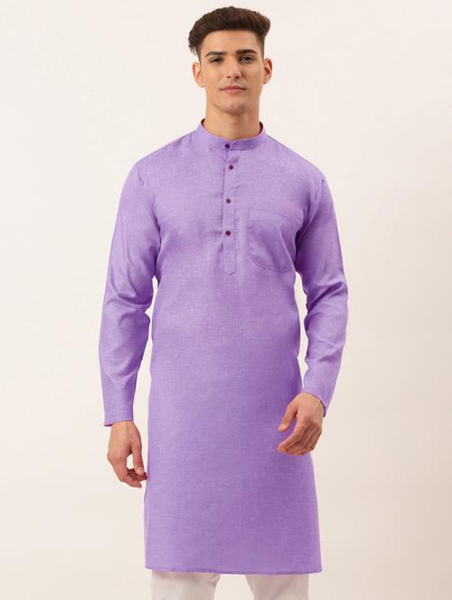 purple self design long kurta - 19147931 - Very Small Image - 1