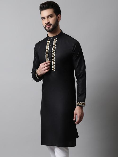 mandarin neck embroidered work straight kurta - 19148076 - Very Small Image - 1