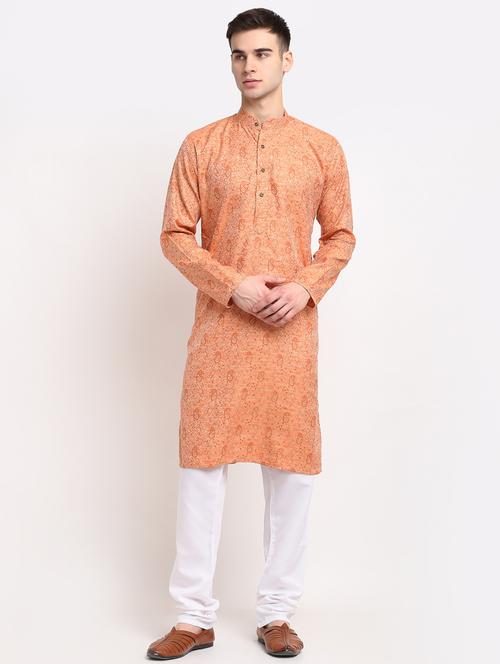 peach silk blend kurta pyjama ethnic wear - 19148289 - Very Small Image - 1