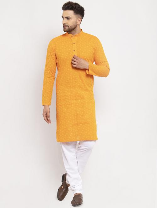yellow cotton kurta pyjama ethnic wear - 19148306 - Very Small Image - 1