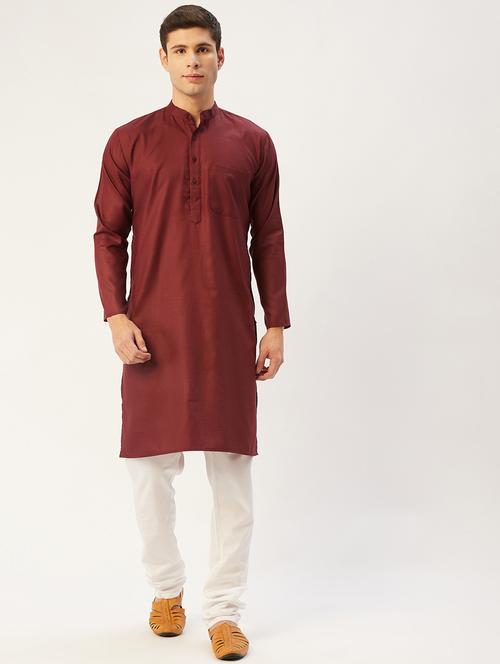maroon cotton kurta pyjama ethnic wear - 19148321 - Very Small Image - 1