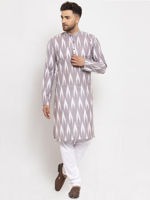 grey cotton kurta pyjama ethnic wear - 19148340 - Very Small Image - 1