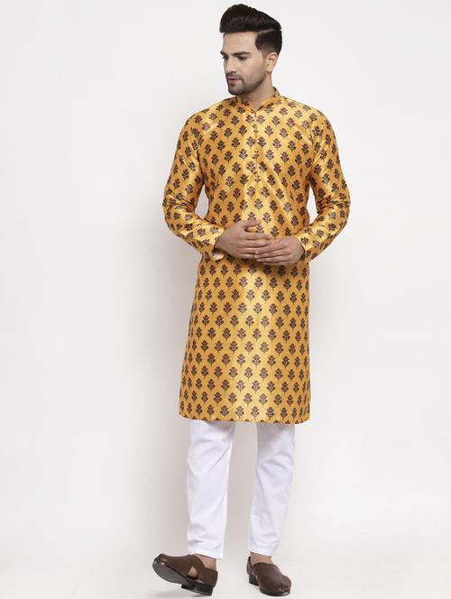 yellow cotton kurta pyjama ethnic wear - 19148376 - Very Small Image - 1