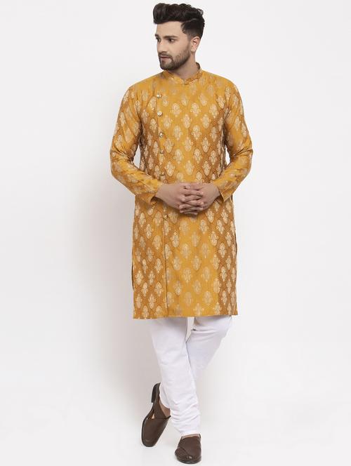 yellow silk blend kurta pyjama ethnic wear - 19148422 - Very Small Image - 1