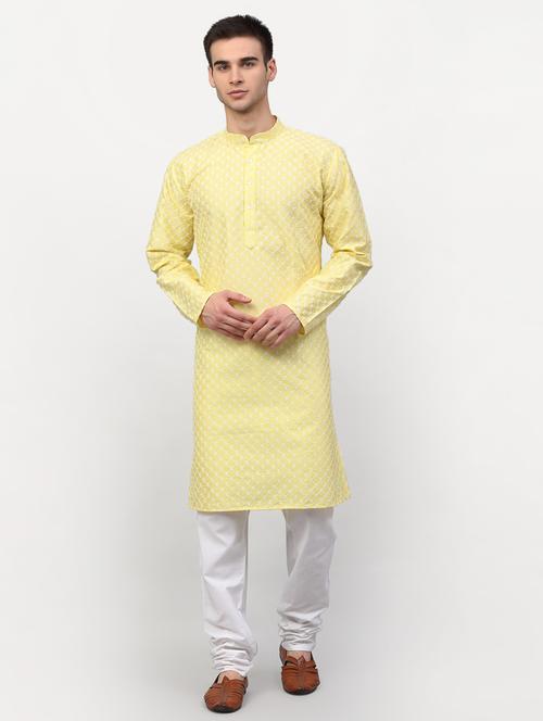 yellow dupion kurta pyjama ethnic wear - 19148465 - Very Small Image - 1