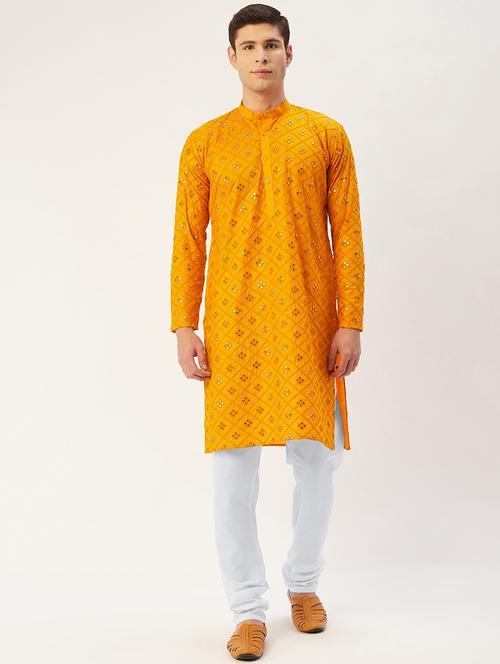 yellow cotton kurta pyjama ethnic wear - 19148491 - Very Small Image - 1