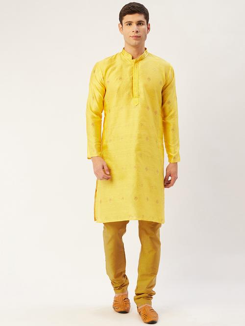 yellow silk blend kurta pyjama ethnic wear - 19148501 - Very Small Image - 1