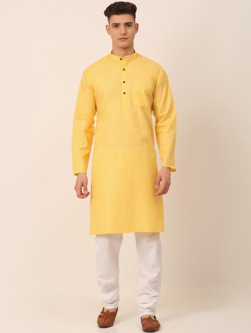 yellow cotton kurta pyjama ethnic wear - 19148537 - Very Small Image - 1